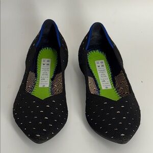 Rothy's Women's Ivory Dot Black Point Toe Ballet Flats! Size 7